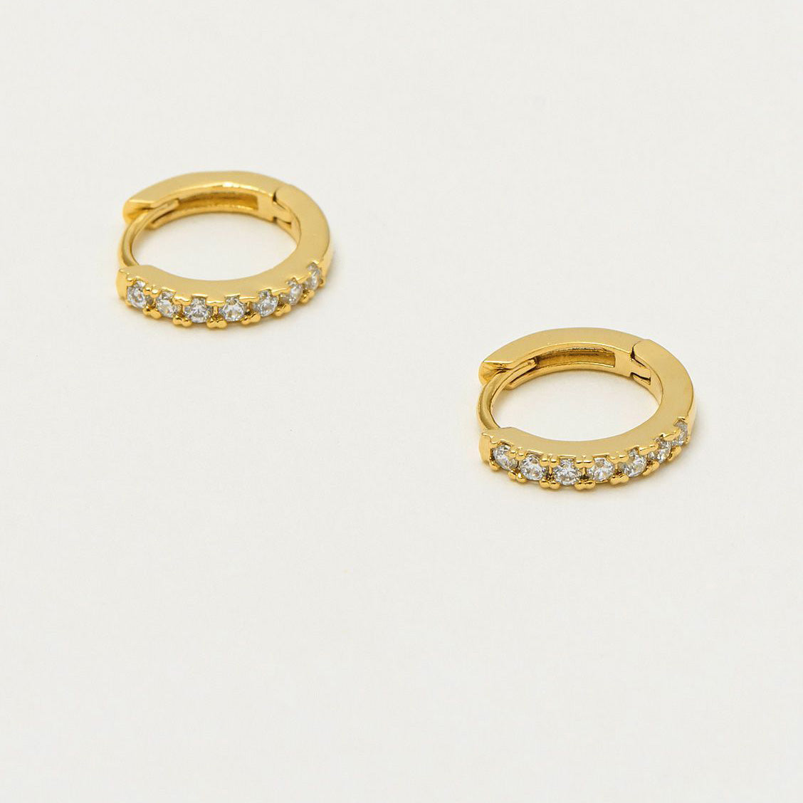 Hoop Earrings Pave Set with White CZ Gold Plated