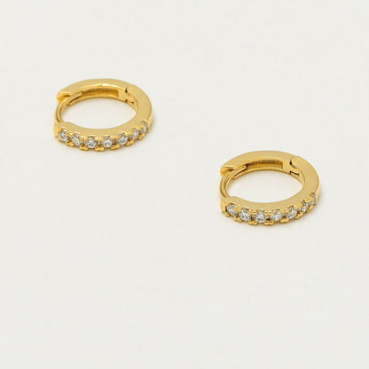 Hoop Earrings Pave Set with White CZ Gold Plated