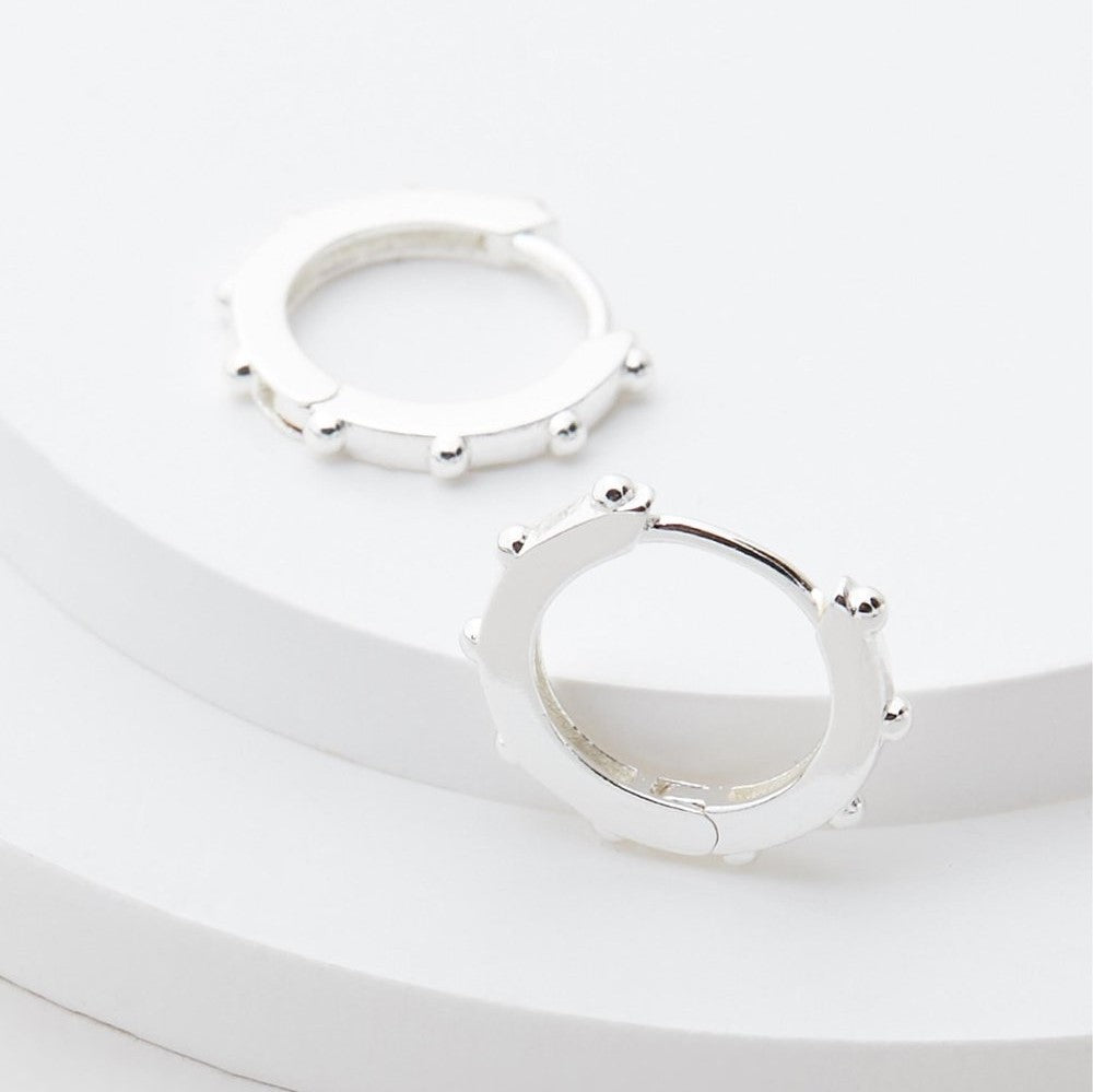 Earrings Granulated Huggie Silver Plated