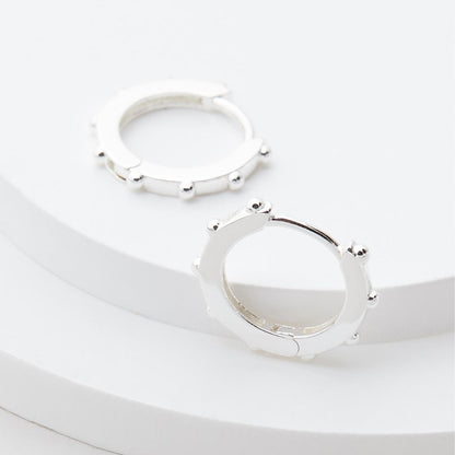 Earrings Granulated Huggie Silver Plated