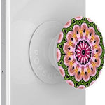 Mobile accessory expanding hand-grip and stand Popsocket in multicolour orchid flower mandala