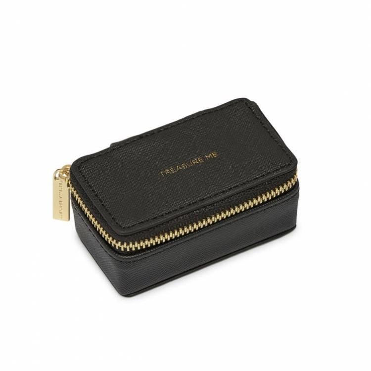 Tiny Jewellery Box Faux Leather in Black