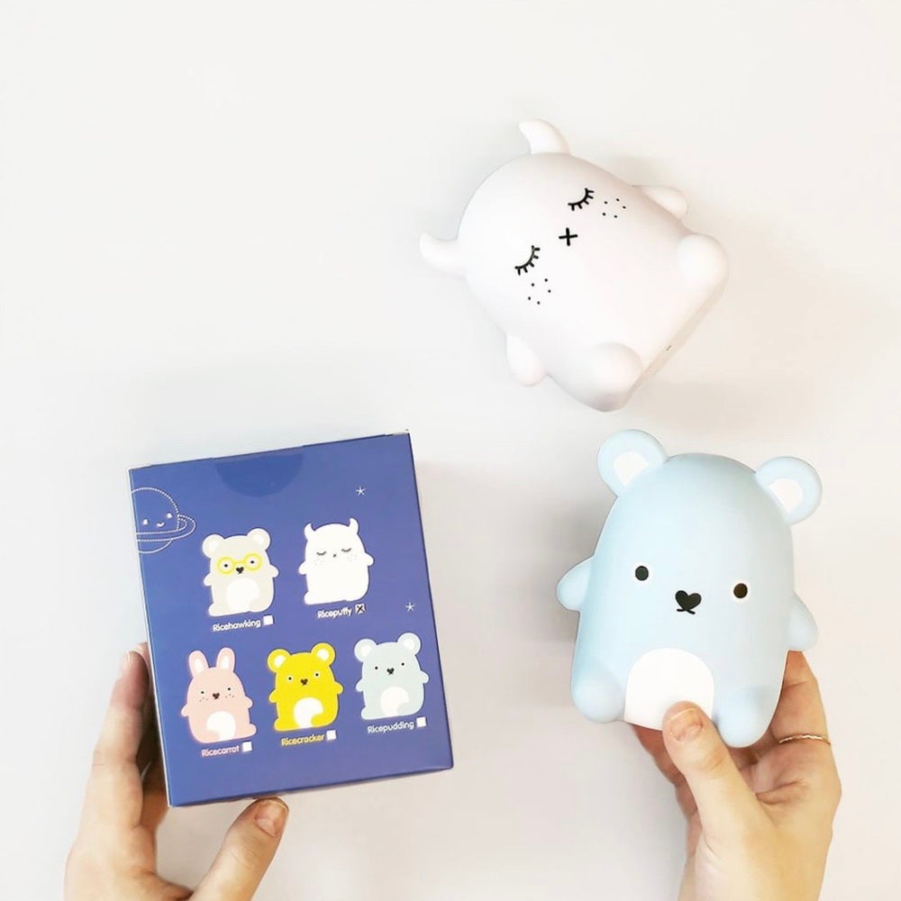 Night light bear 'Ricepudding' for children in blue