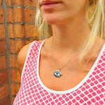 Necklace with Blue Evil Eye pendant in silver by Katy Welsh