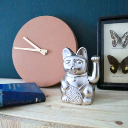 Waving Cat Lucky 'Maneki-Neko' Good Fortune Metallic Rose