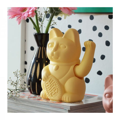 Lucky Cat Waving Arm 'Maneki-Neko' Good Fortune Yellow