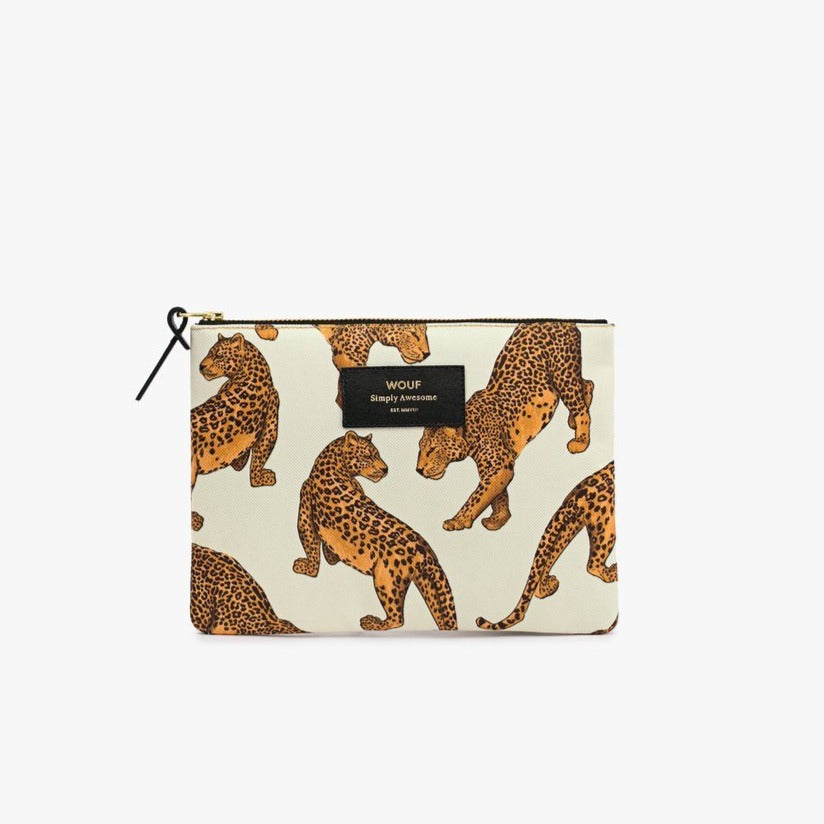 Leopard Large Pouch in White & Yellow