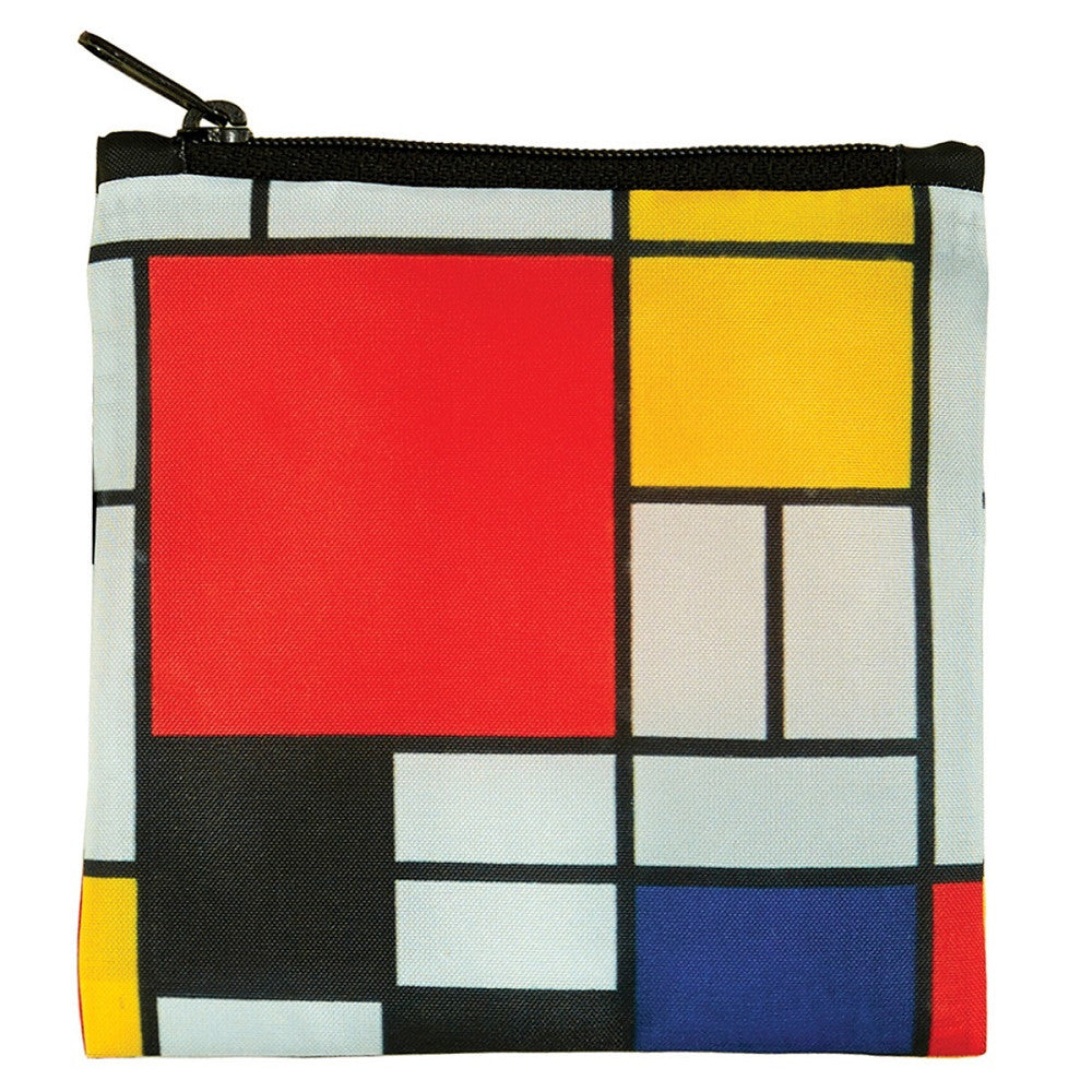 Foldable Tote bag with 'Abstract' artwork by Piet Mondrian in red yellow white blue