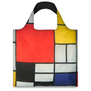 Foldable Tote bag with 'Abstract' artwork by Piet Mondrian in red yellow white blue