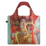 Foldable Tote bag with 'Hygieia' artwork by Gustav Klimt in red gold