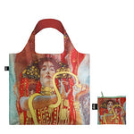 Foldable Tote bag with 'Hygieia' artwork by Gustav Klimt in red gold