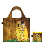Foldable Tote bag with 'The Kiss' artwork by Gustav Klimt in yellow gold