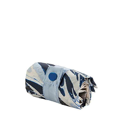 Foldable Tote bag with 'The Great Wave' artwork by Hokusai in white and blue
