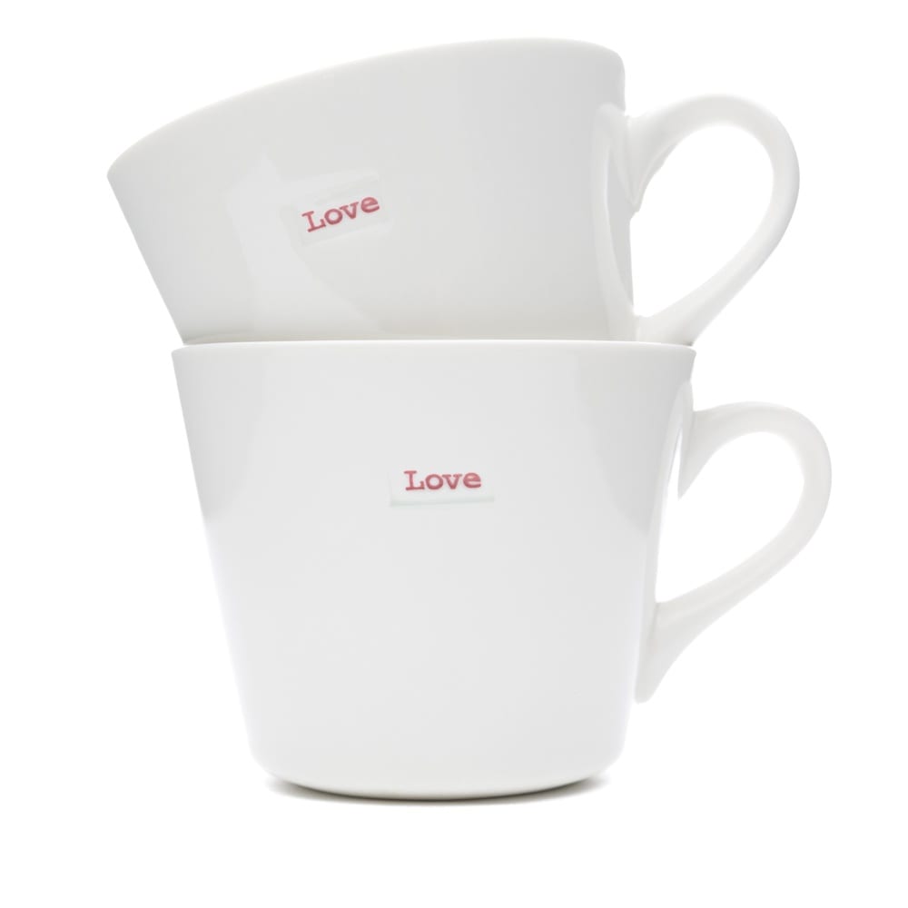 Mug Set of Two 'Love Love' Couple Bucket Cup