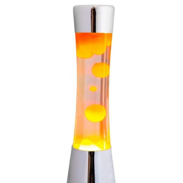 
            
                Load image into Gallery viewer, Lava Lamp Orange Yellow Chrome Base
            
        