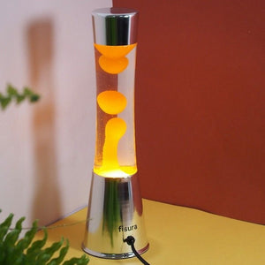 Lava Lamp Orange Yellow Chrome Base