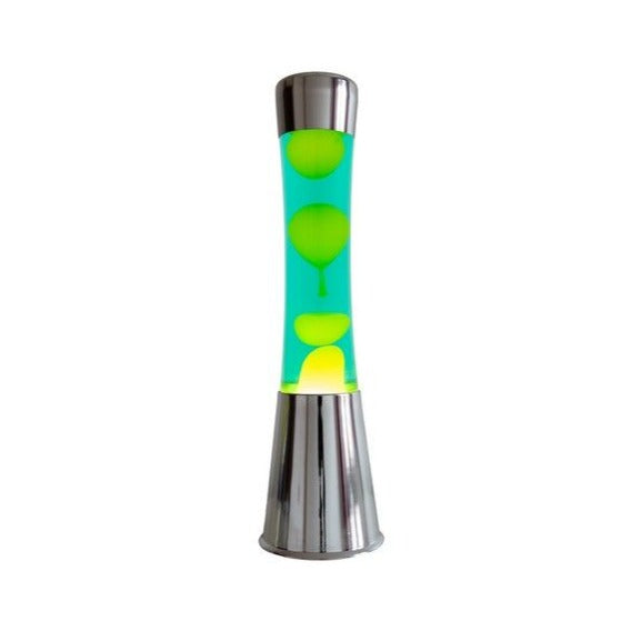 Lava Lamp Green Yellow Chrome Base