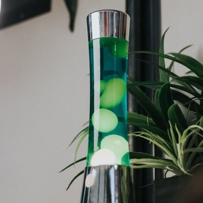 Lava Lamp Green Yellow Chrome Base
