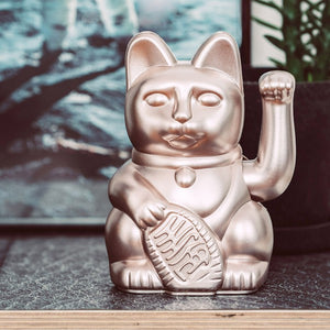Waving Cat Lucky Maneki Neko Good Fortune Metallic Rose