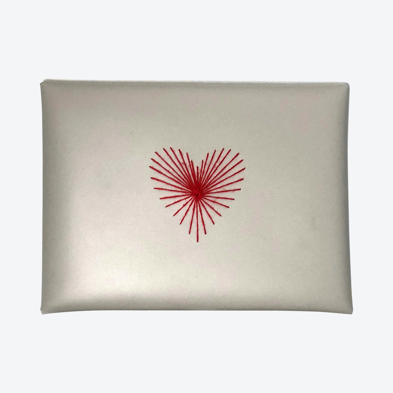 Pouch Envelope DIY Stitch Heart Faux Leather in Light Grey