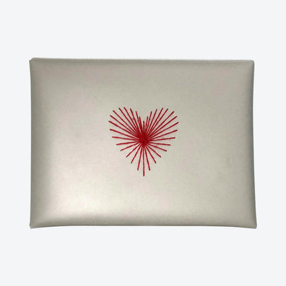 Pouch Envelope DIY Stitch Heart Faux Leather in Light Grey