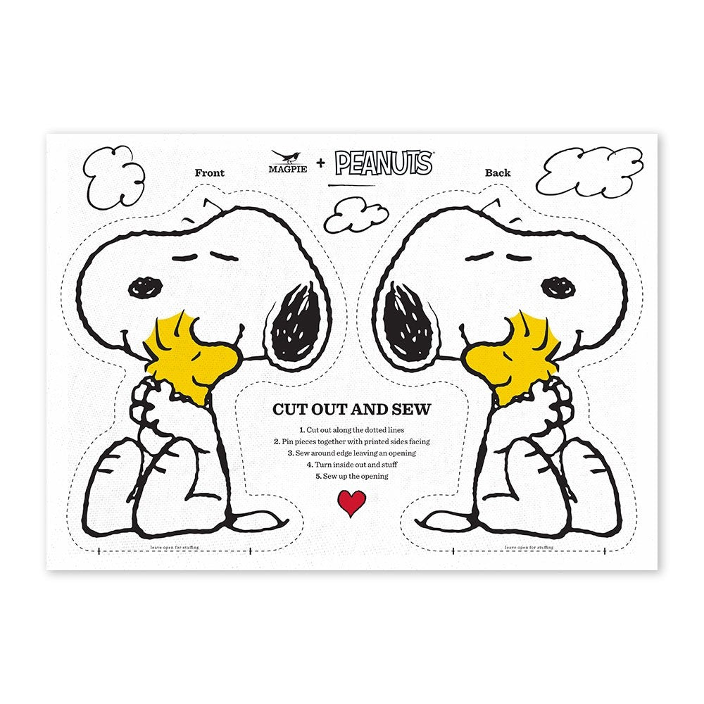 Tea Towel with Peanuts Snoopy Dog Cut & Sew DIY craft in white