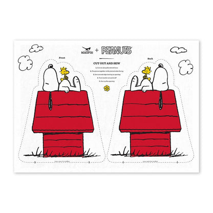 Tea Towel with Peanuts Snoopy Doghouse Cut & Sew DIY craft in white