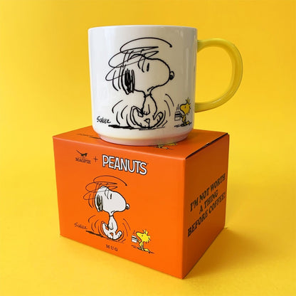 Snoopy Mug with Peanuts Comic Coffee White and Yellow