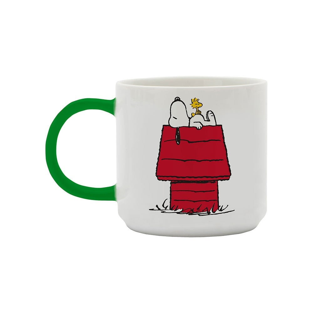 Snoopy Mug with Peanuts Comic 'Gang and House' Green and White