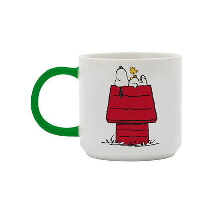 Snoopy Mug with Peanuts Comic 'Gang and House' Green and White