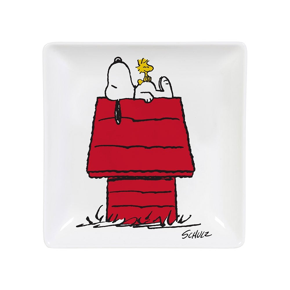 Snoopy Trinket Tray with Peanuts Comic Cartoon 'Home' White