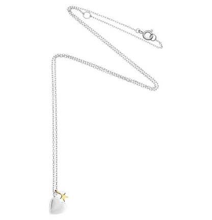 Heart and star double charm silver and gold necklace