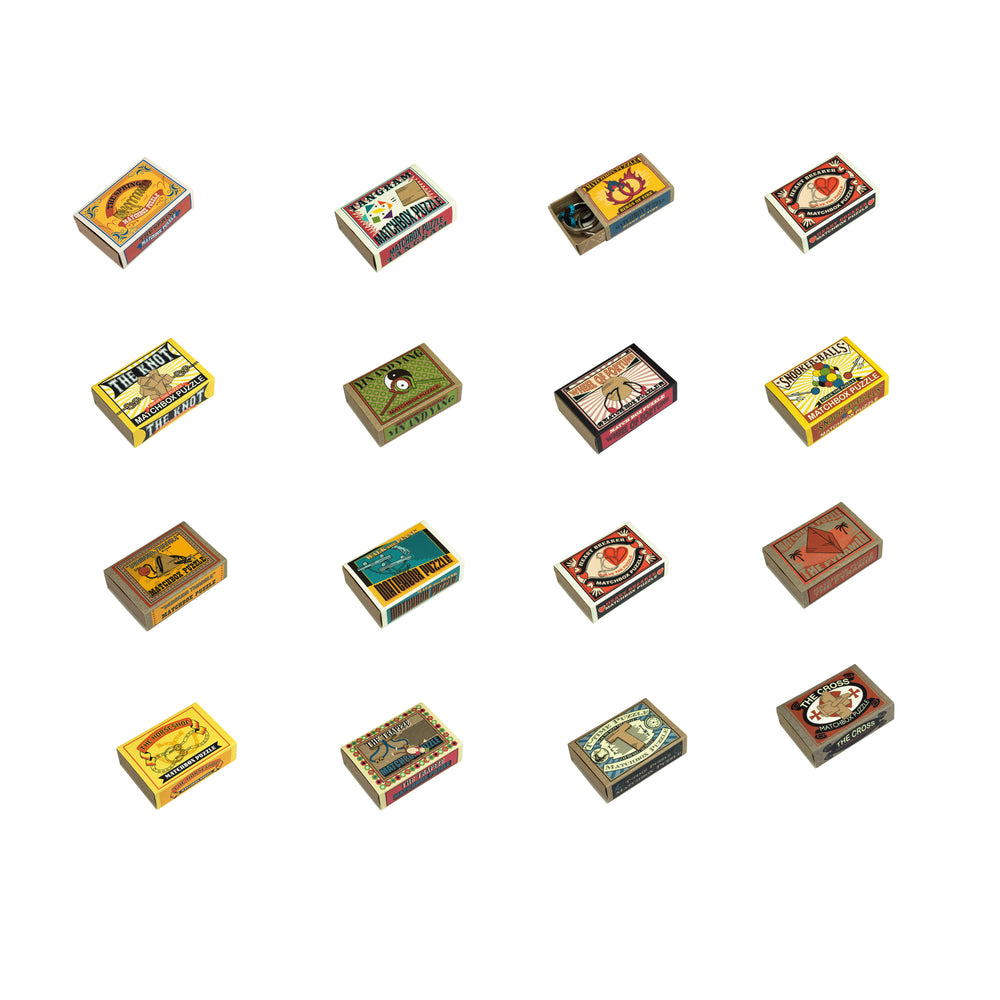 Puzzle Matchbox Set of 4 Wooden or Metal Mini Puzzles