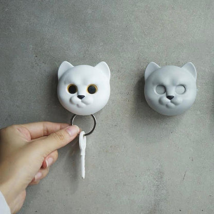 Cat Keys Holder Wall Mounted Neko Cat in White