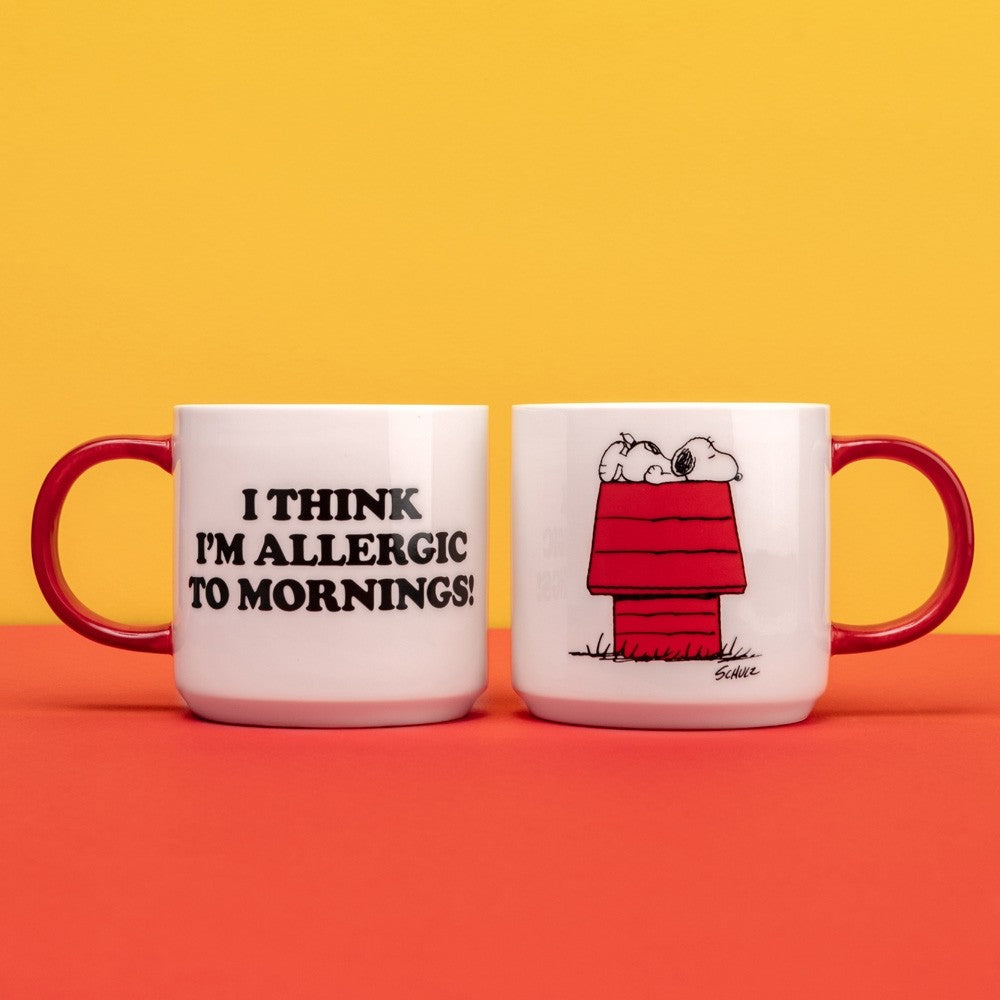 Mug with Peanuts Snoopy 'Allergic to mornings' in white
