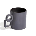 Geometric square and circle contrasting handle mug 'Alwin' in dark grey