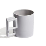 Geometric rectangle contrasting handle mug 'alfred' in light grey