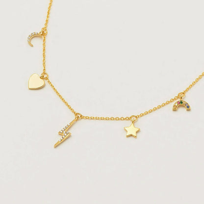 Necklace Multi charm CZ in Gold