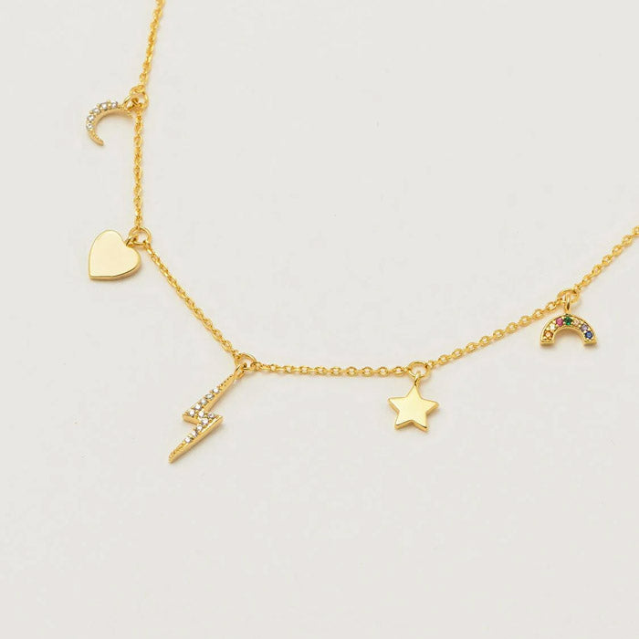 Necklace Multi charm CZ in Gold