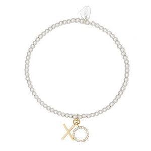Bracelet with sienna 'XO' charm in gold and silver