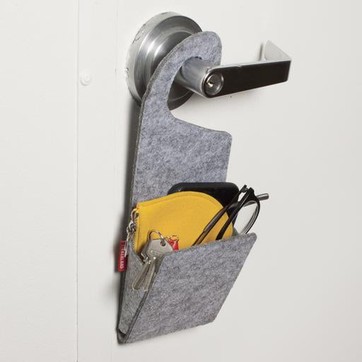 Organiser Door Knob Hanger Pocket Felt Grey