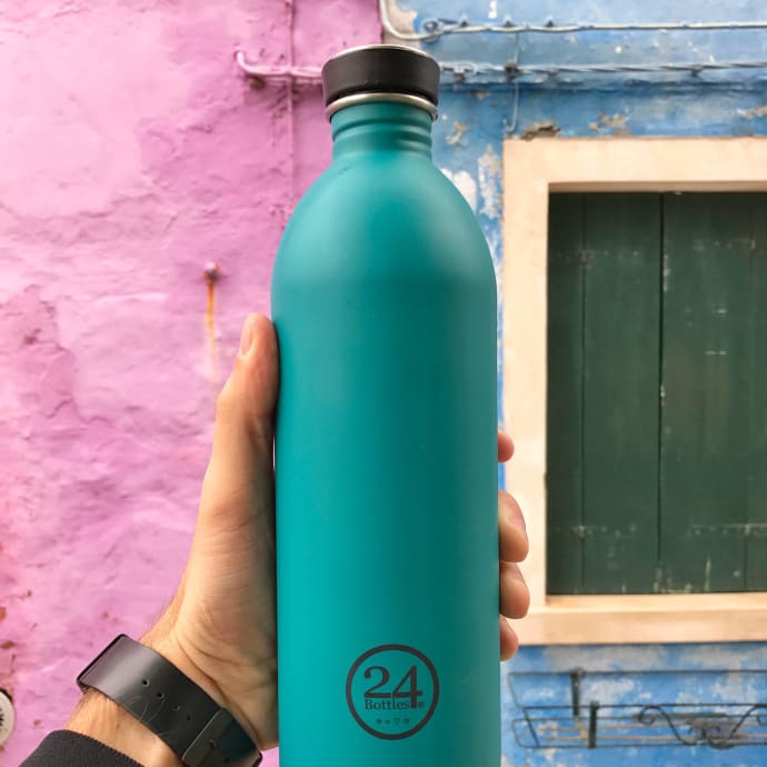 Water Bottle Lightweight 1L Blue-Green Teal Atlantic Bay Stone