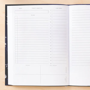 Undated daily planner 380 pages with linen constellation pattern in navy