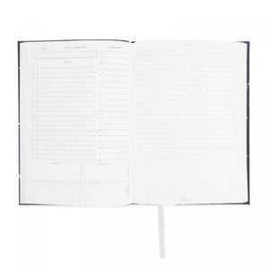 Undated daily planner 380 pages with linen constellation pattern in navy