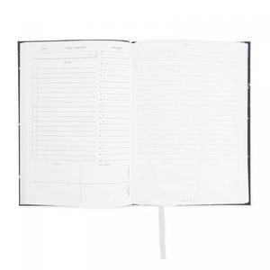 Undated daily planner 380 pages with linen constellation pattern in navy