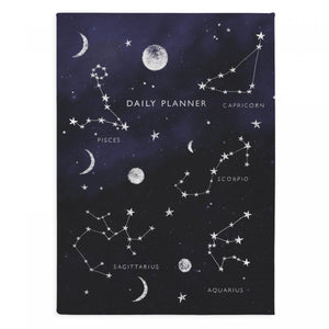 Undated daily planner 380 pages with linen constellation pattern in navy