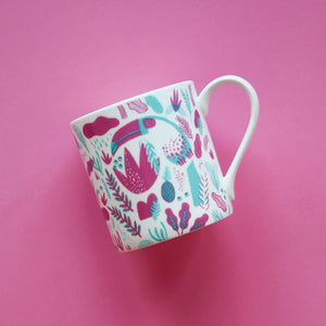 
            
                Load image into Gallery viewer, Mug with &amp;#39;Tropical Toucan&amp;#39; in white by Hello!Lucky
            
        