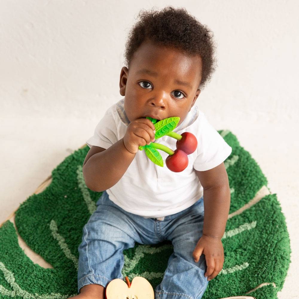 Baby Teether Toy Rubber Cherry Red