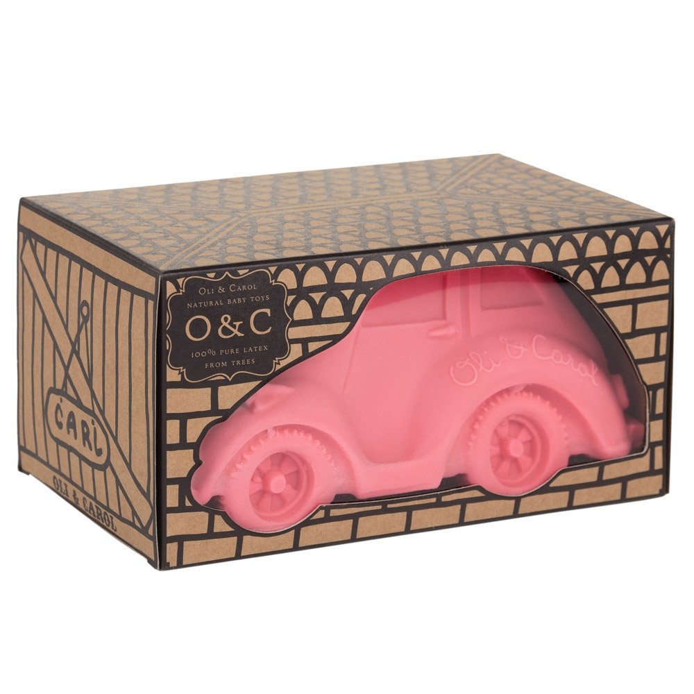 Teether Bath Toy Oli & Carol Small Beetle Car Pink