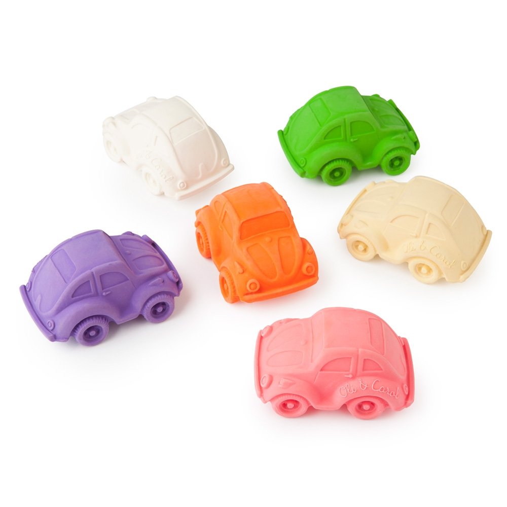 Teether Bath Toy Oli & Carol Small Beetle Car Orange